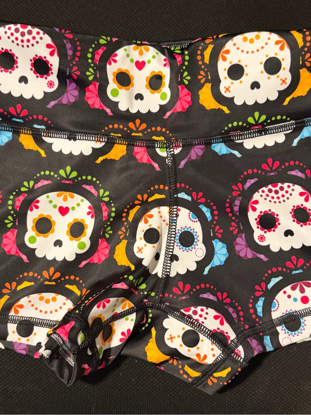 Black Sugar Skull workout shorts